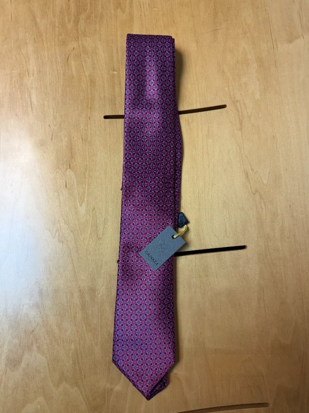 Canali Men's Geometric Pink & Blue Silk Tie-Brand New!